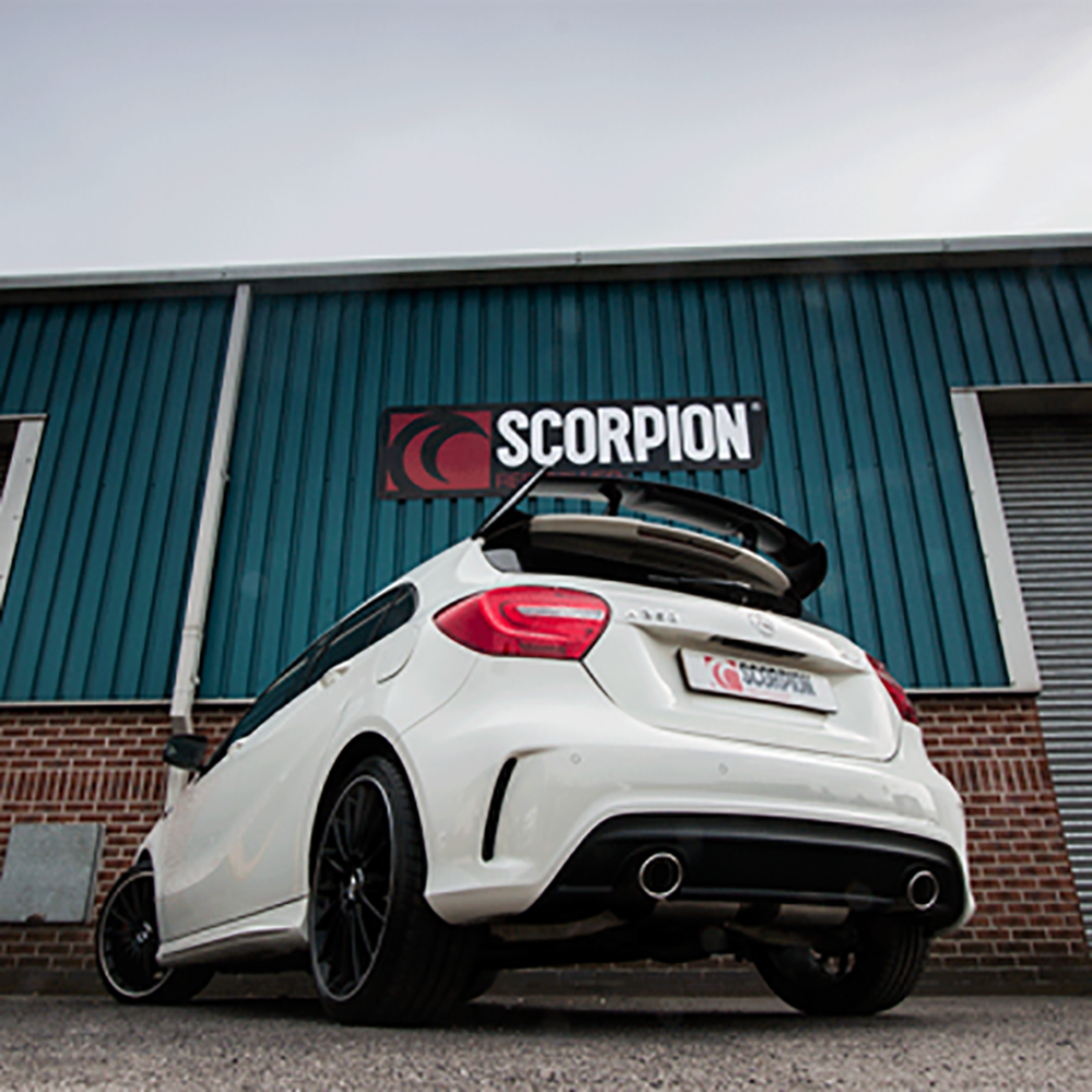 英国 Scorpion 不锈钢排气 直通中尾黑嘴∅70mm 奔驰 W176 A260